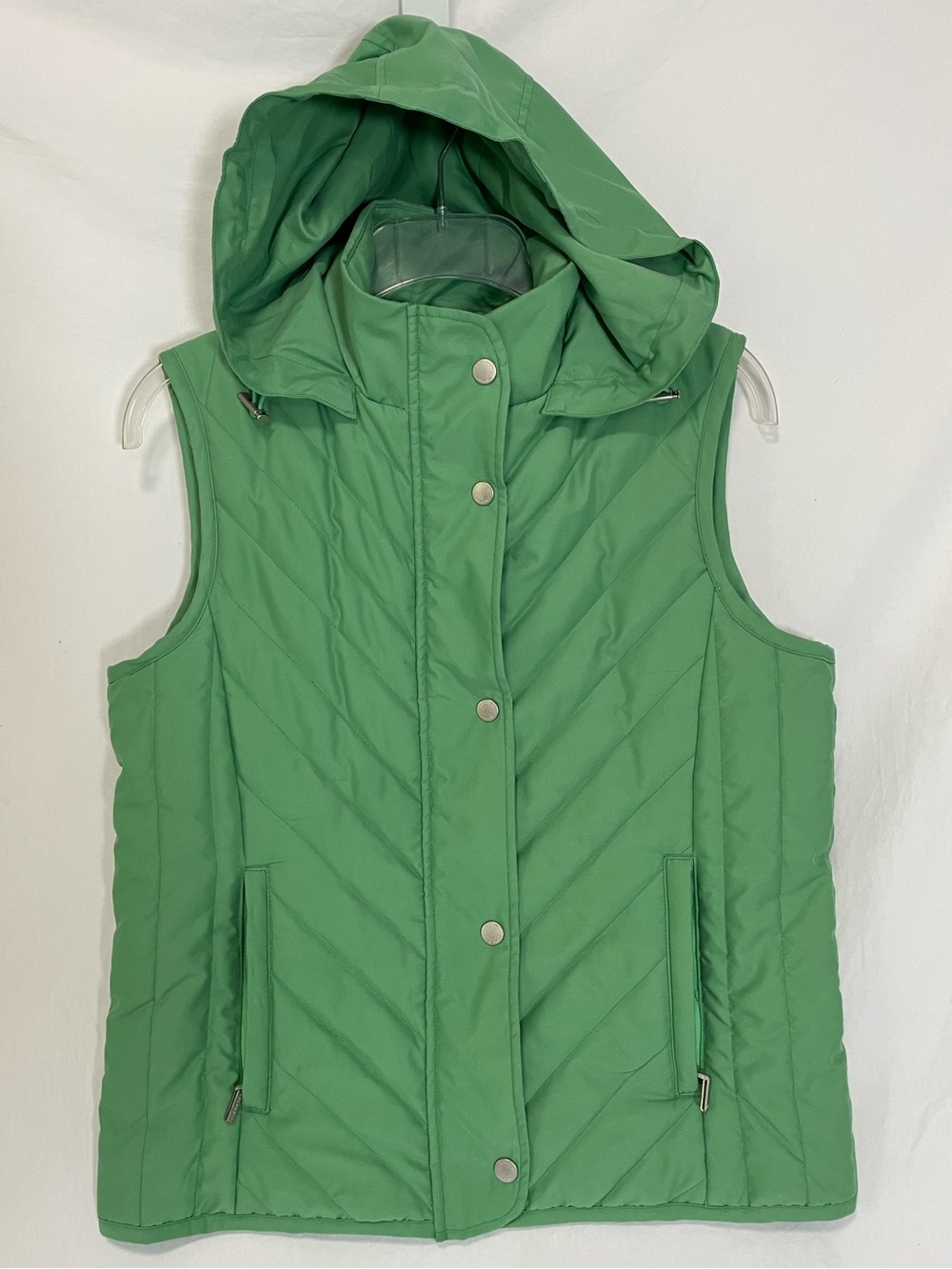 Jones New York Signature Series Green Quilted Hooded Versatile Vest women sz sm
